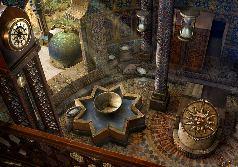 Ornate Room with Clock