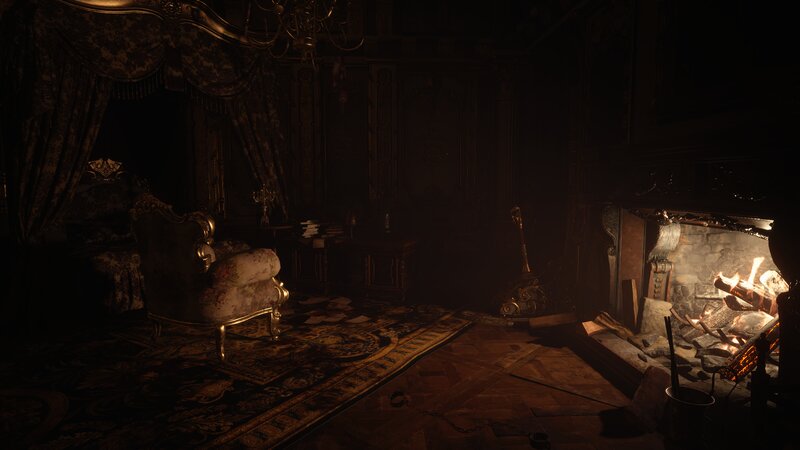 Ornate Room with Fireplace — Brown