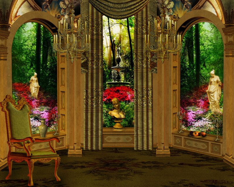 Ornate Room with Forest View