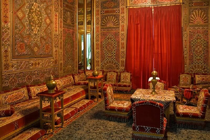 Ornate Room with Red Furniture
