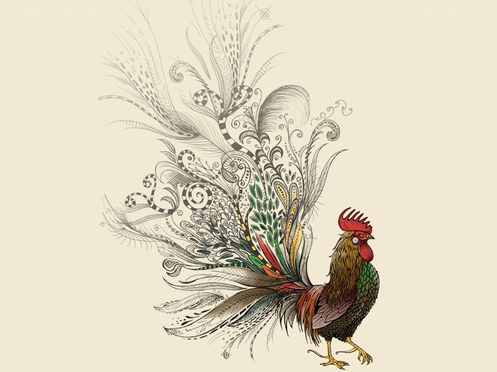 ornate rooster illustration