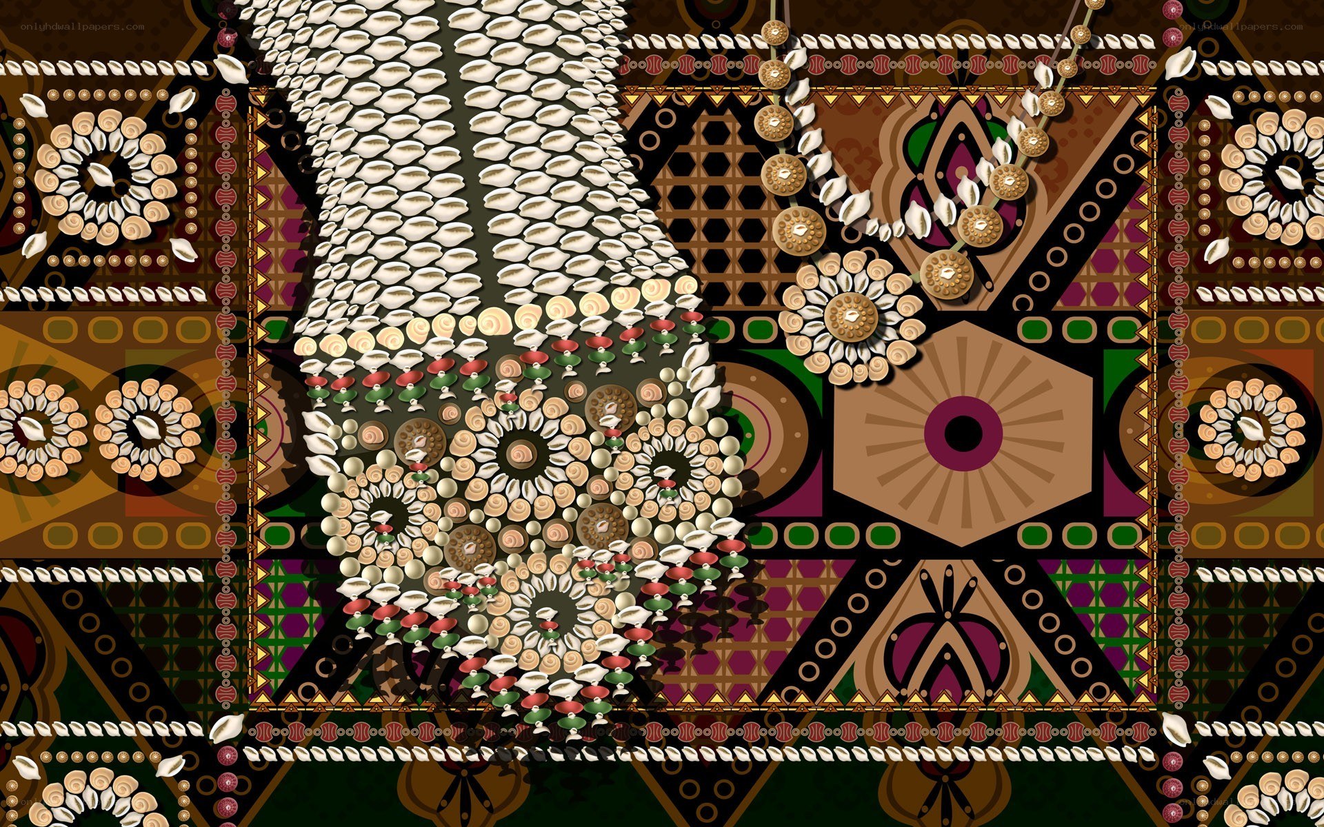 ornate shell mosaic artwork