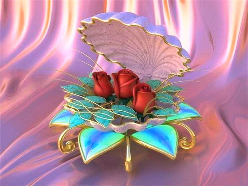 Ornate Shell with Roses