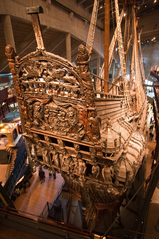 ornate ship hull in museum