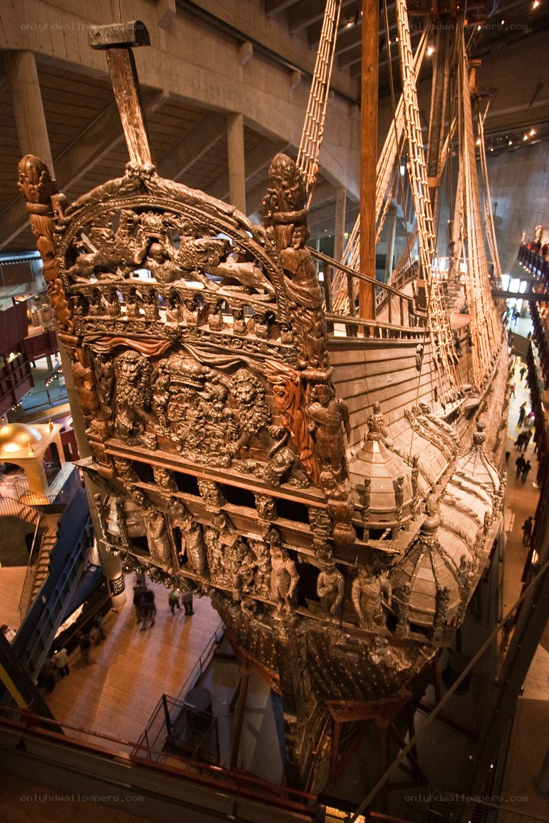 ornate ship hull in museum