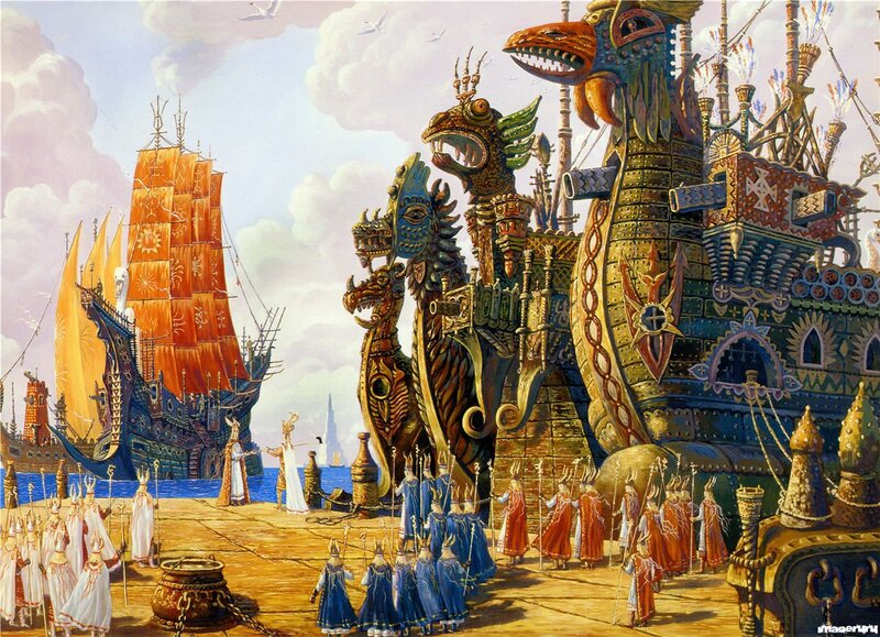 Ornate Ships on Dock