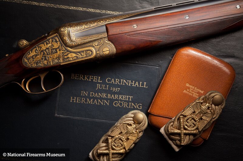 Ornate shotgun and insignia