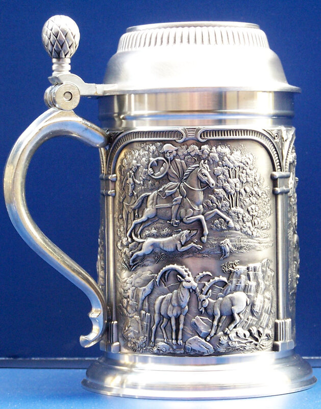 ornate silver beer stein