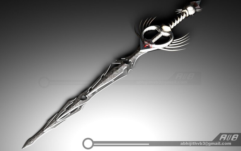 Ornate Silver Sword — Dramatic, 3d Render