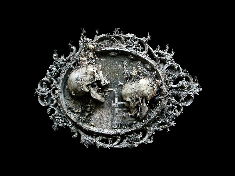 Ornate skull sculpture