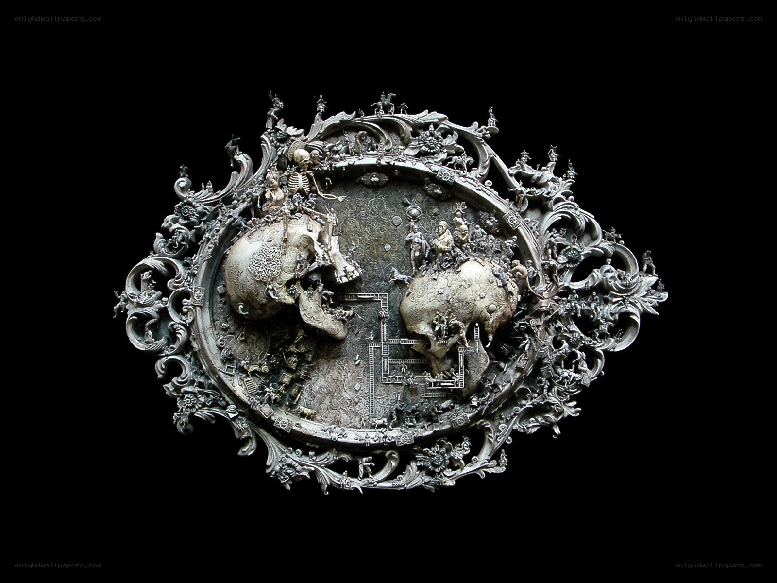 Ornate skull sculpture