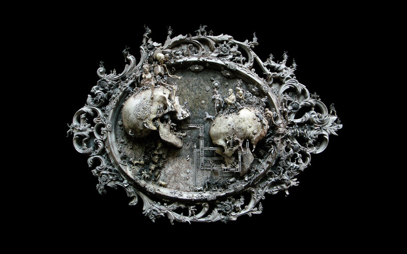 Ornate skull sculpture