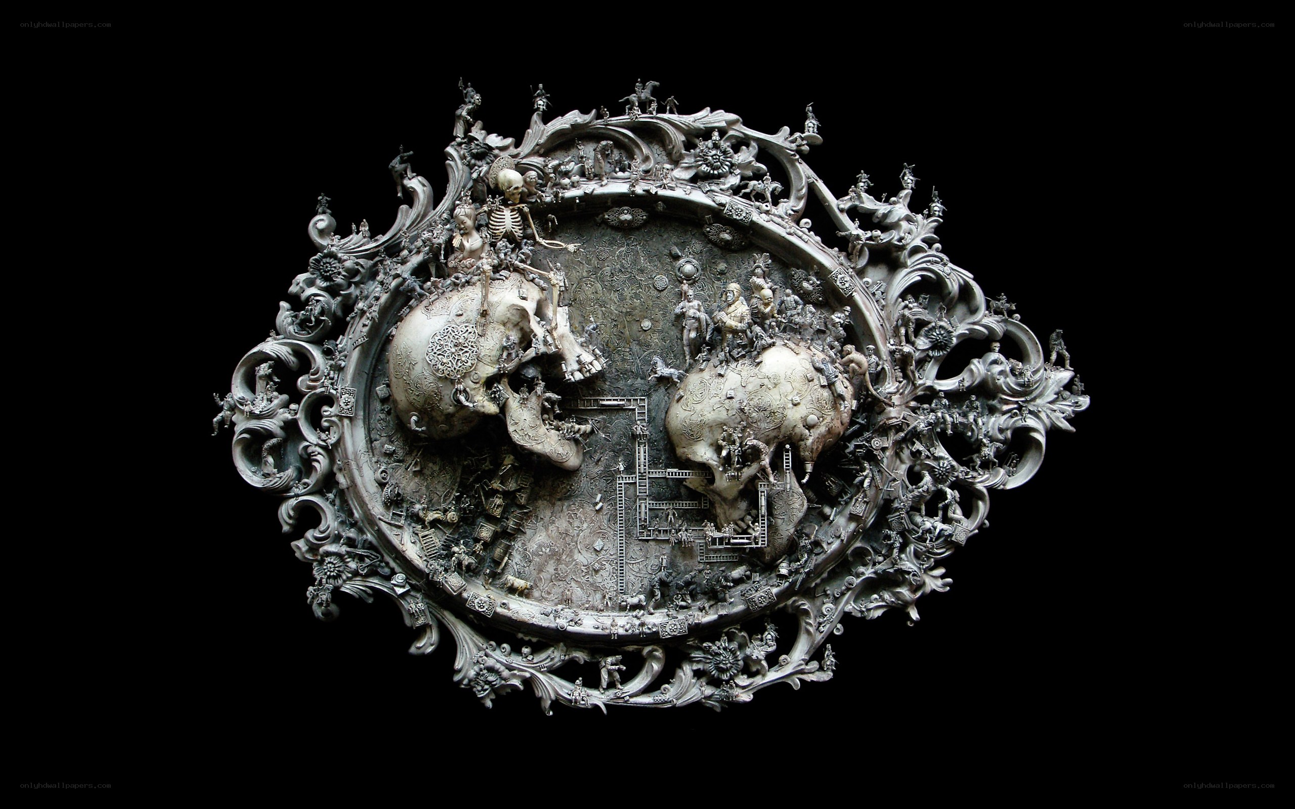 Ornate skull sculpture