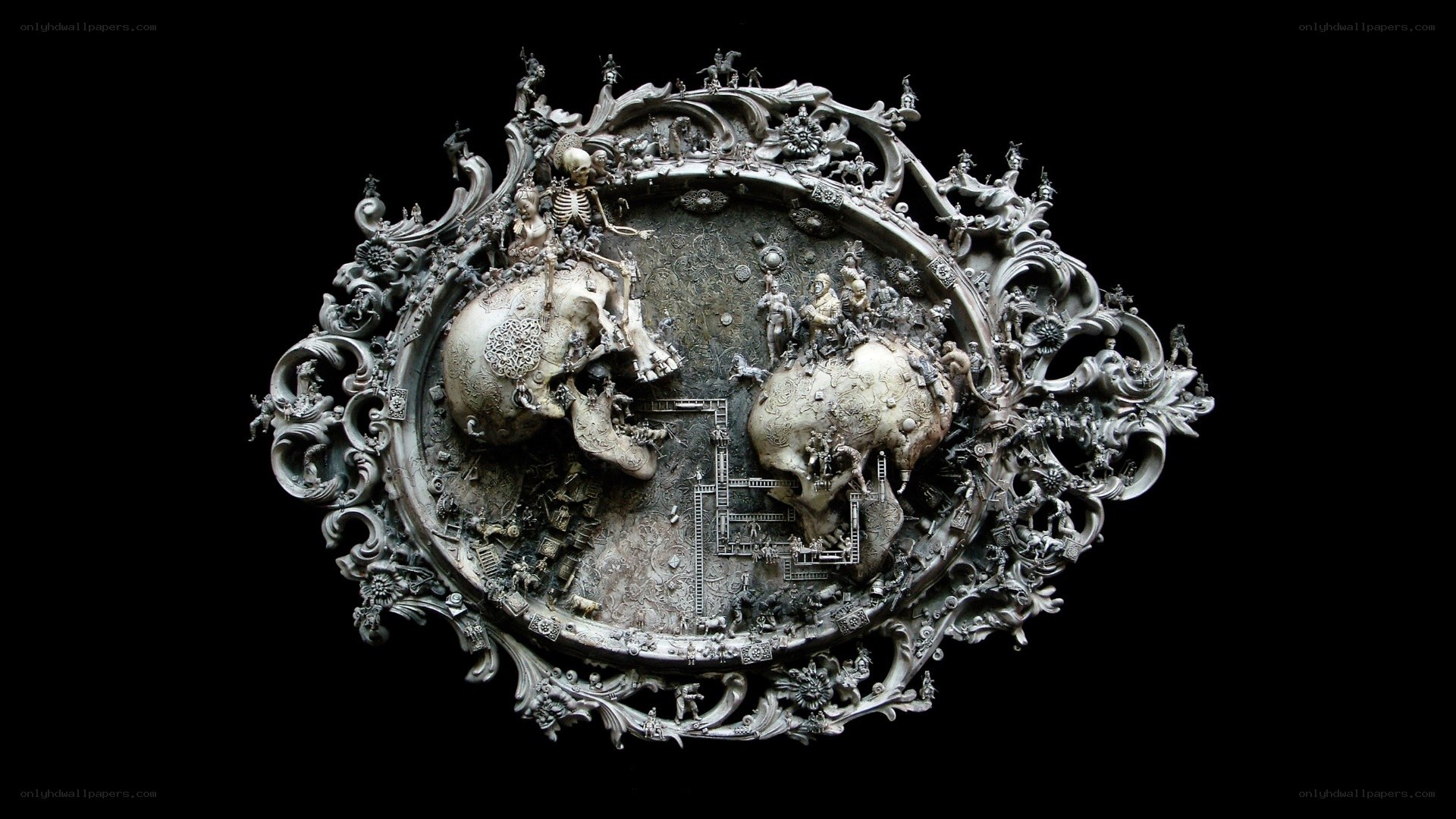 Ornate skull sculpture
