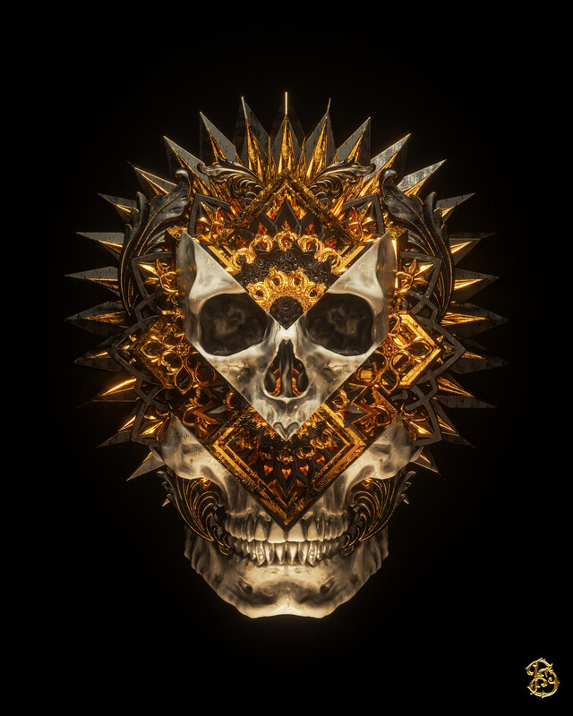 Ornate Skull with Crown