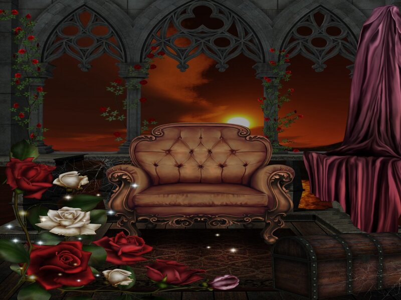 Ornate Sofa in Gothic Arch