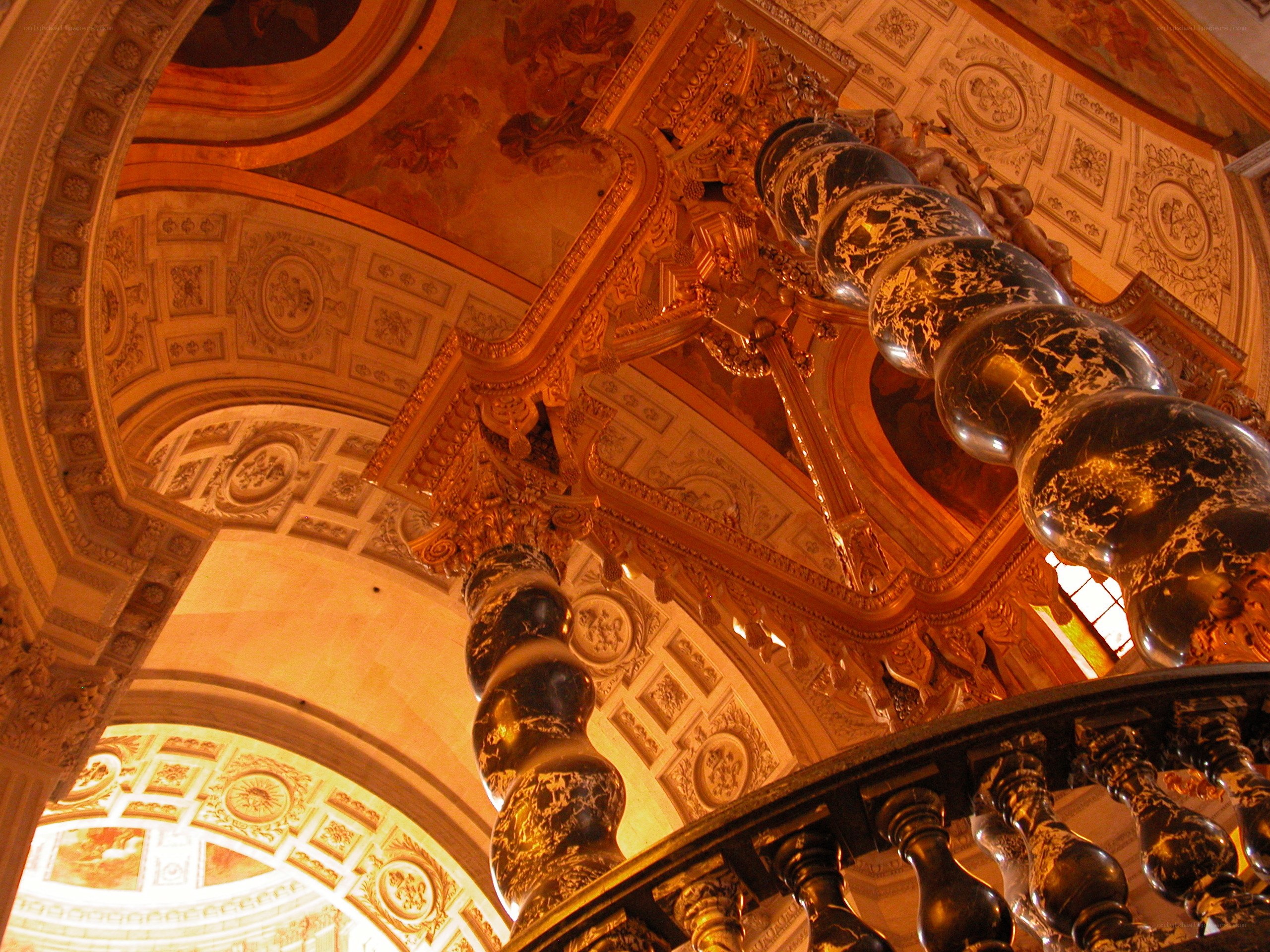 Ornate spiral staircase interior