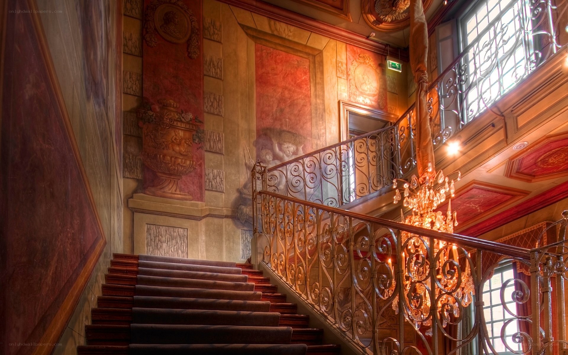 ornate staircase in grand hall