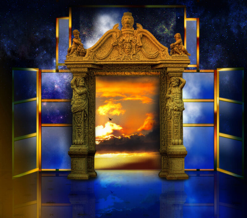 Ornate Stone Archway — Blue