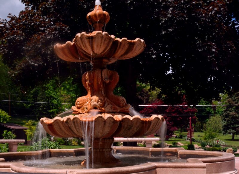 Ornate Stone Fountain — Brown