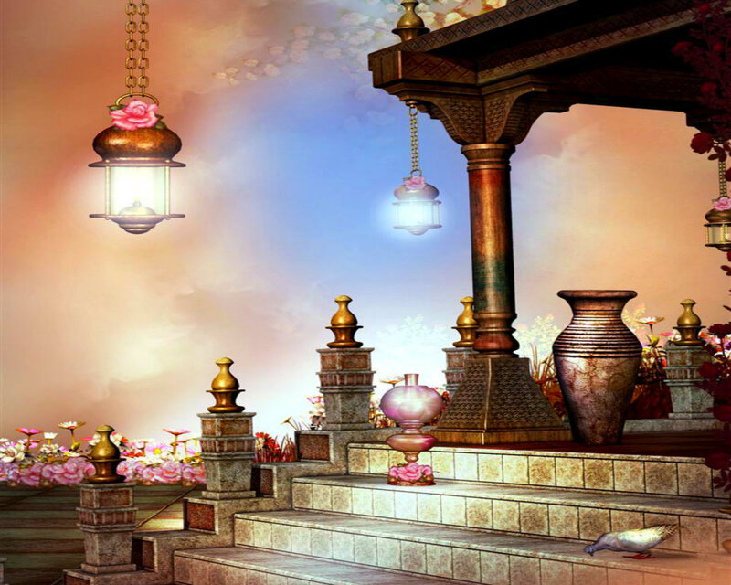 Ornate Stone Staircase — Beige