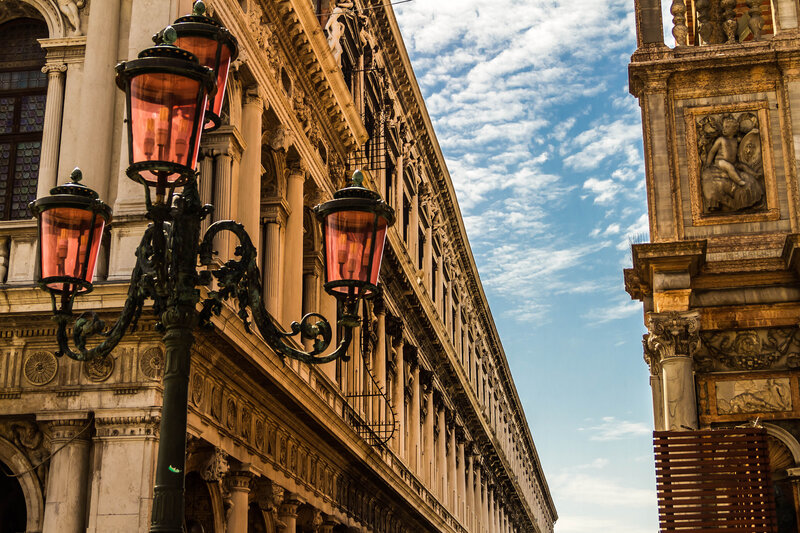 Ornate Street Lamp and Building
