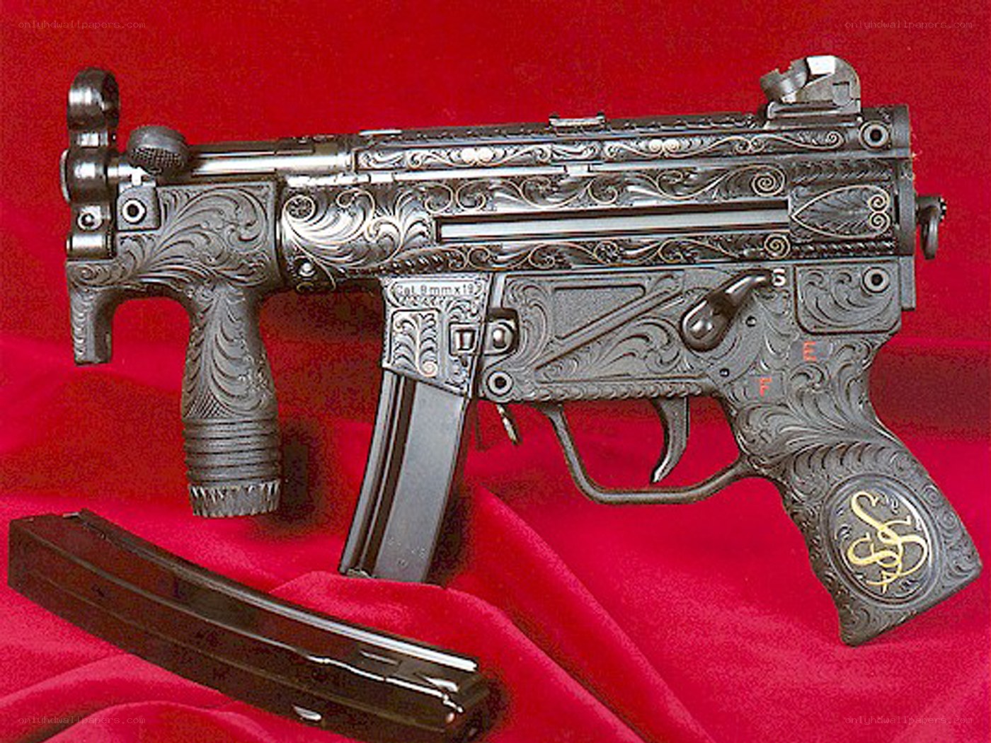 ornate submachine gun