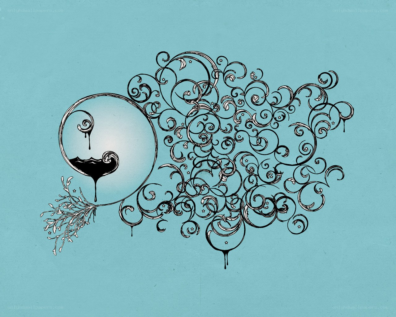 ornate swirls and droplets