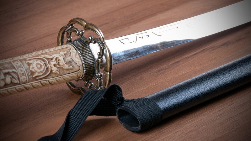 Ornate Sword on Table