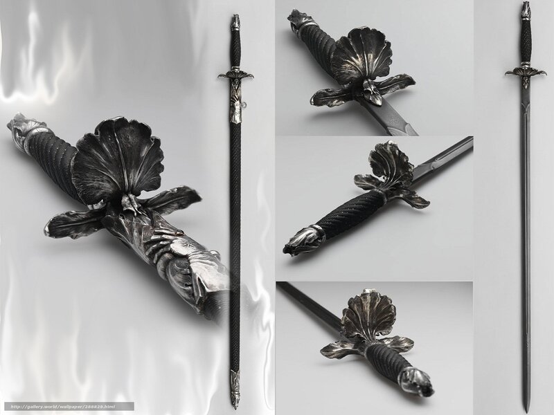 ornate sword with floral hilt