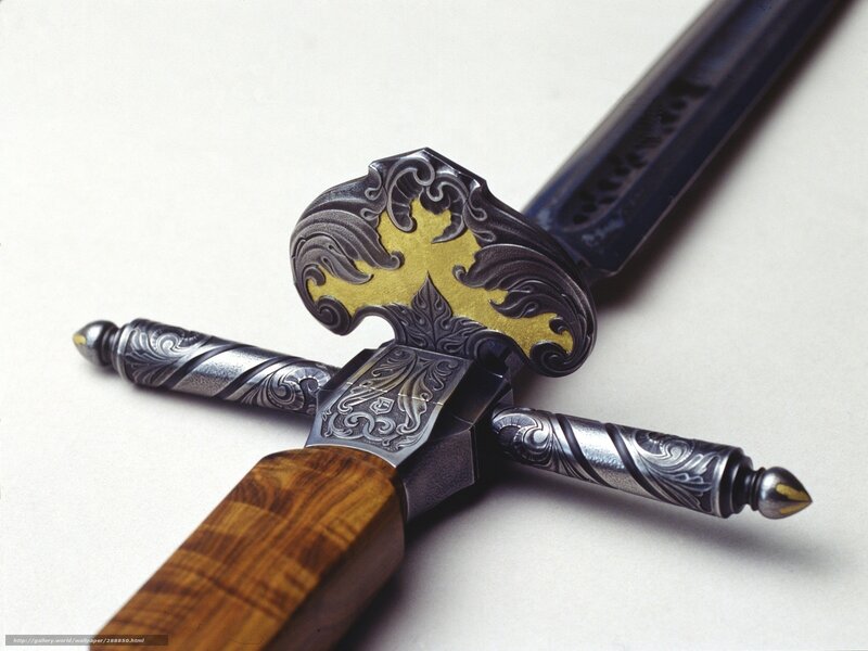 ornate sword with gold cross