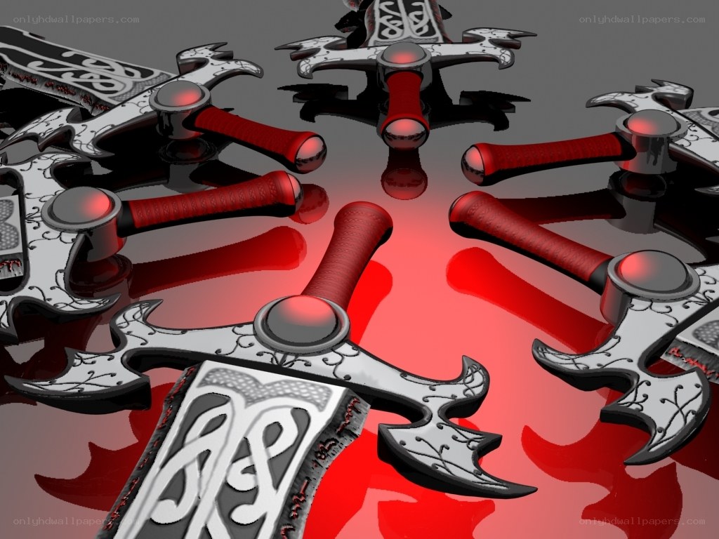 ornate swords in red circle