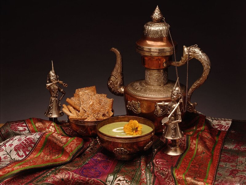 Ornate Teapot with Food