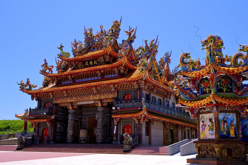 Ornate Temple Building — Blue