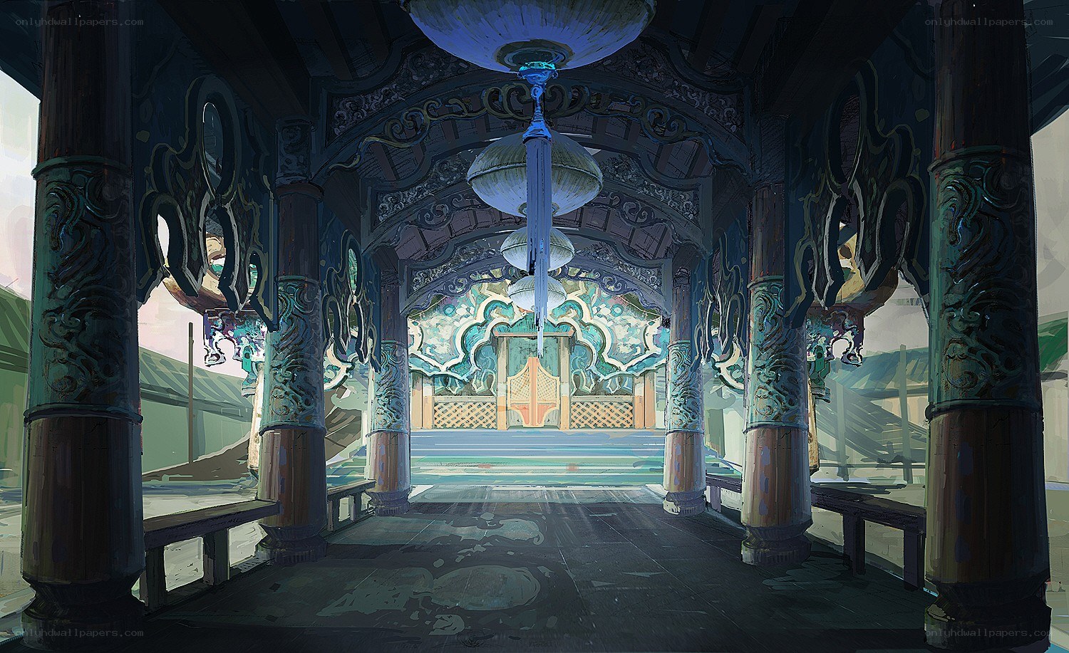 ornate temple hall