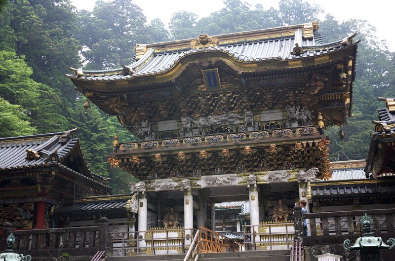 ornate temple in forest