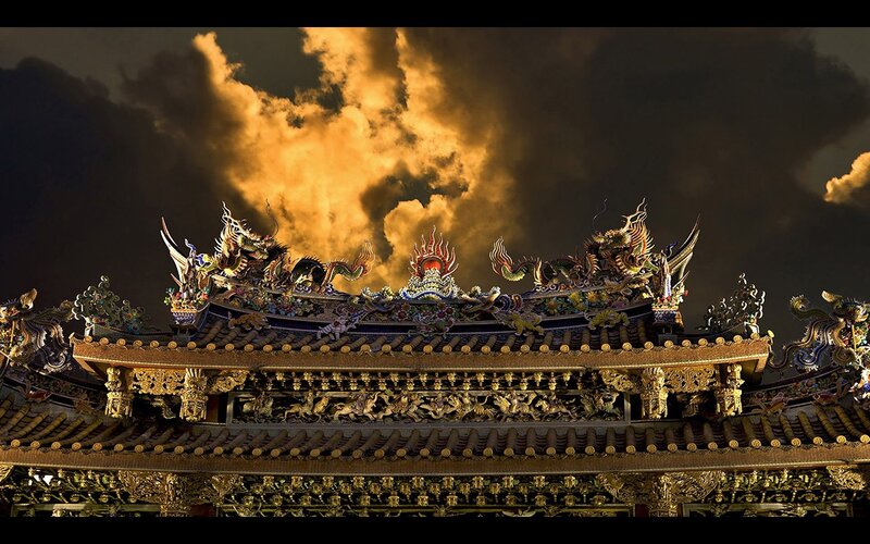 Ornate Temple Roof — Gold