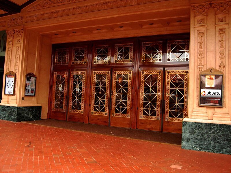 ornate theater entrance doors
