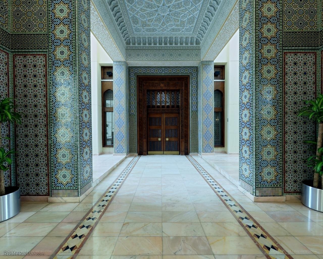 ornate tiled hallway
