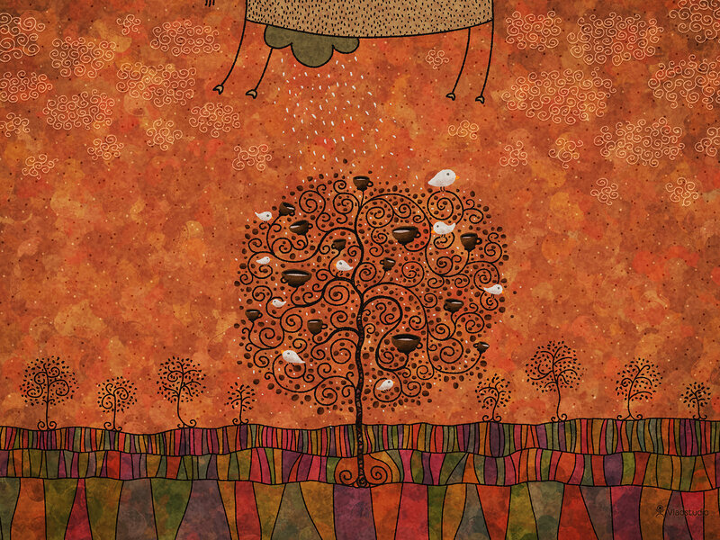 Ornate Tree with Birds