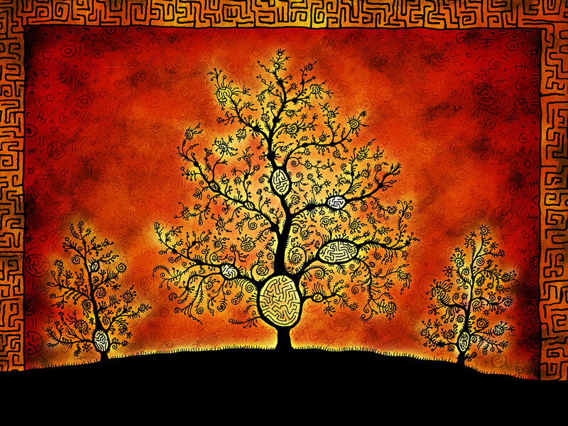 Ornate Tree with Maze Patterns
