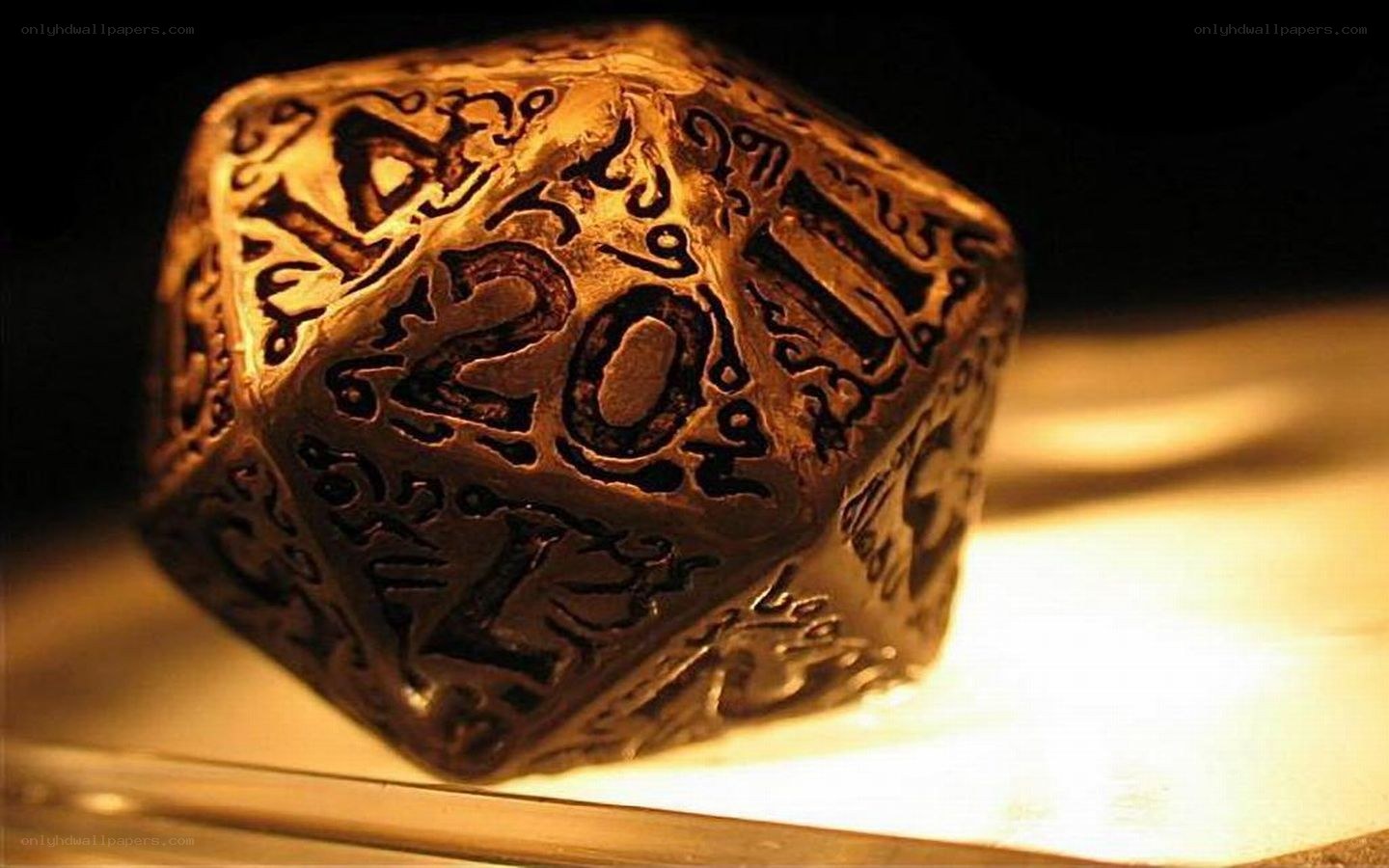 ornate twenty-sided die