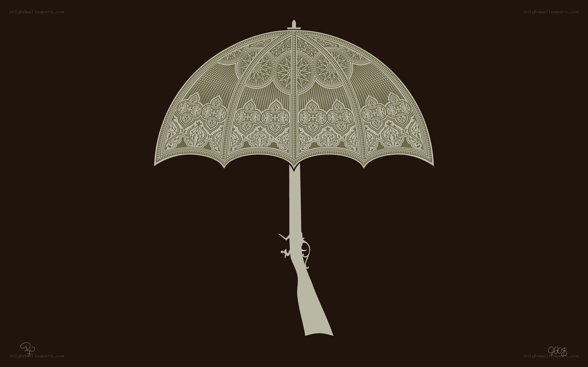 ornate umbrella with gun handle