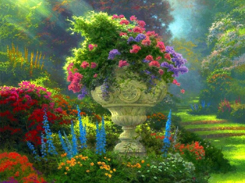 Ornate Urn in Garden