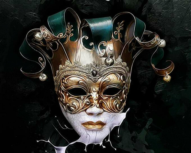 Ornate Venetian Mask — Black