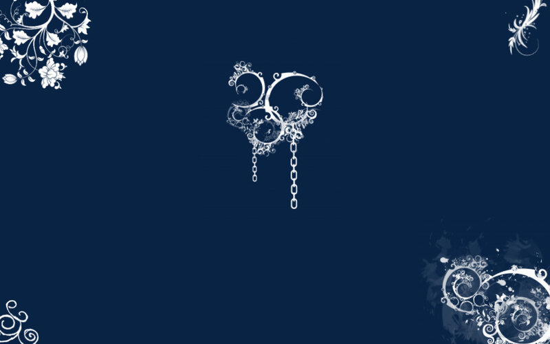ornate white design on blue