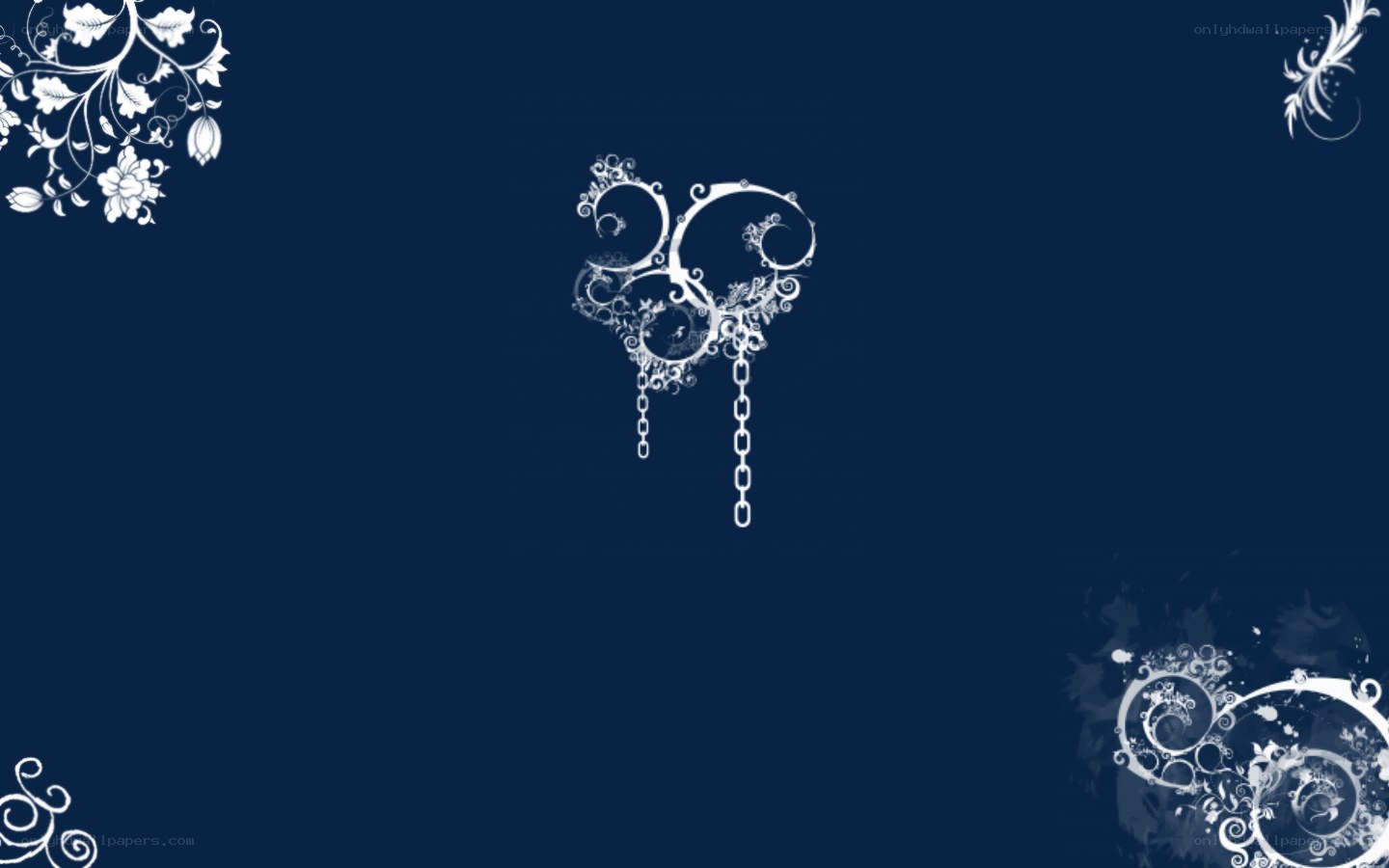 ornate white design on blue