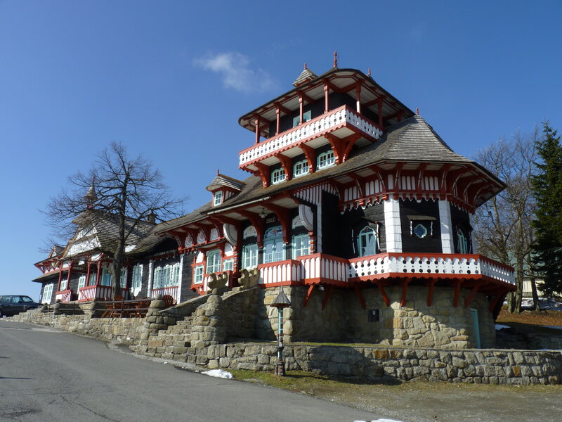 Ornate Wooden Building — Red