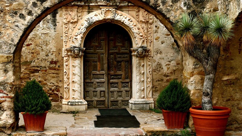 Ornate Wooden Door — Brown