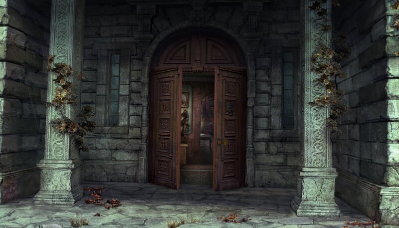 Ornate Wooden Door — Gray